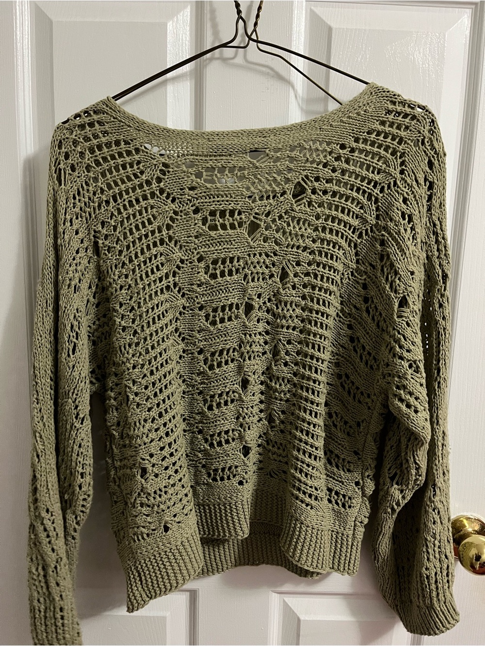 Zara Olive Open-Weave Scoop Neck Women's Sweater SIZE M - Picture 4 of 4